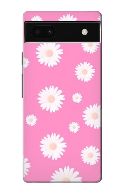 W3500 Pink Floral Pattern Hard Case and Leather Flip Case For Google Pixel 6a