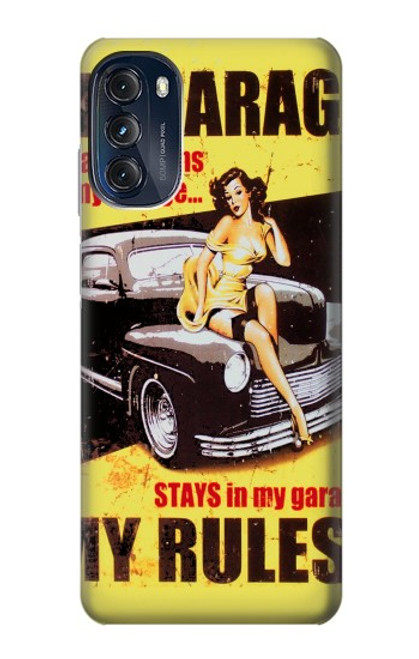 W3198 My Garage Pinup Girl Hard Case and Leather Flip Case For Motorola Moto G (2022)