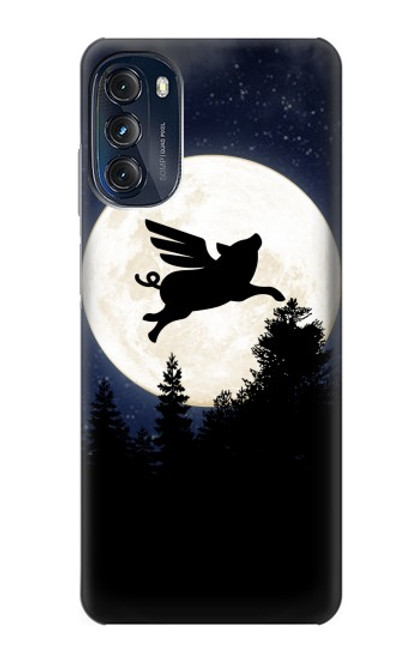 W3289 Flying Pig Full Moon Night Hard Case and Leather Flip Case For Motorola Moto G (2022)