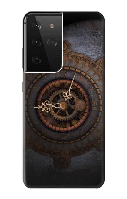 W3908 Vintage Clock Hard Case and Leather Flip Case For Samsung Galaxy S21 Ultra 5G