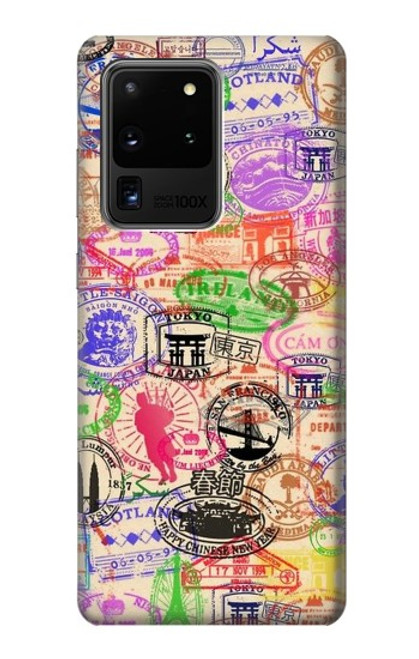 W3904 Travel Stamps Hard Case and Leather Flip Case For Samsung Galaxy S20 Ultra