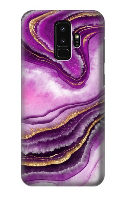 W3896 Purple Marble Gold Streaks Hard Case and Leather Flip Case For Samsung Galaxy S9 Plus