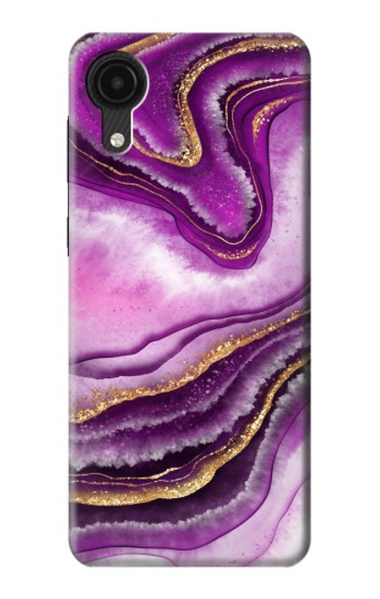 W3896 Purple Marble Gold Streaks Hard Case and Leather Flip Case For Samsung Galaxy A03 Core