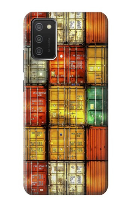 W3861 Colorful Container Block Hard Case and Leather Flip Case For Samsung Galaxy A03S