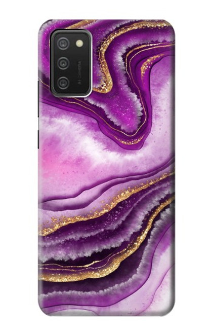 W3896 Purple Marble Gold Streaks Hard Case and Leather Flip Case For Samsung Galaxy A03S