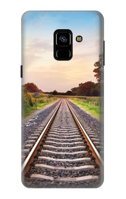 W3866 Railway Straight Train Track Hard Case and Leather Flip Case For Samsung Galaxy A8 (2018)