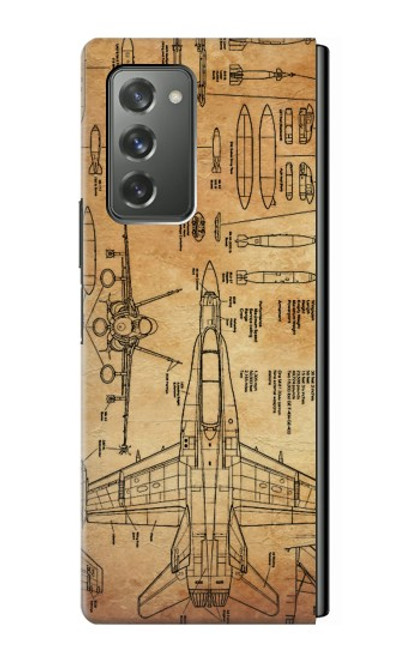 W3868 Aircraft Blueprint Old Paper Hard Case For Samsung Galaxy Z Fold2 5G