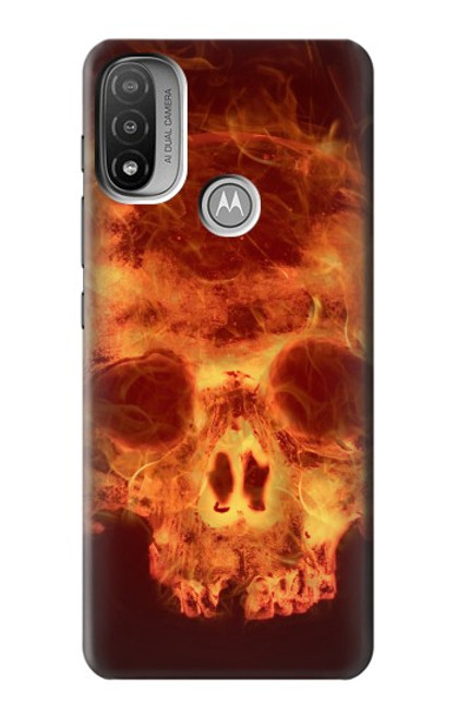 W3881 Fire Skull Hard Case and Leather Flip Case For Motorola Moto E20,E30,E40