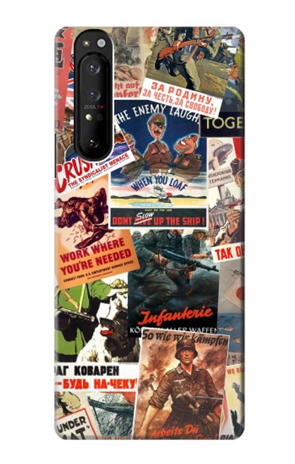 W3905 Vintage Army Poster Hard Case and Leather Flip Case For Sony Xperia 1 III