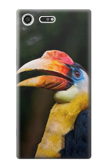 W3876 Colorful Hornbill Hard Case and Leather Flip Case For Sony Xperia XZ Premium