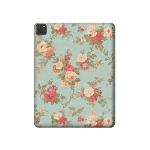 W3910 Vintage Rose Tablet Hard Case For iPad Pro 11 (2021,2020,2018, 3rd, 2nd, 1st)