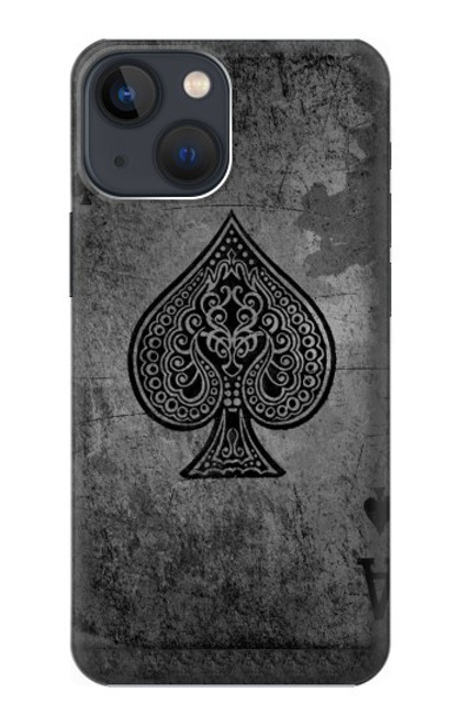 W3446 Black Ace Spade Hard Case and Leather Flip Case For iPhone 14