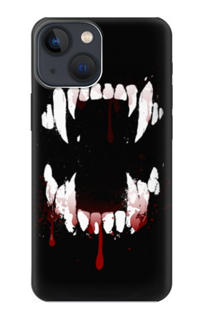 W3527 Vampire Teeth Bloodstain Hard Case and Leather Flip Case For iPhone 14