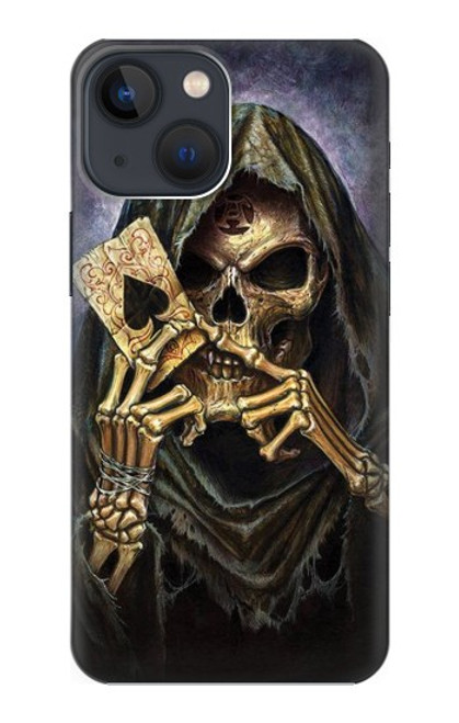 W3594 Grim Reaper Wins Poker Hard Case and Leather Flip Case For iPhone 14