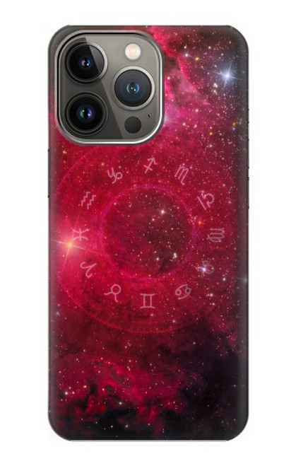 W3368 Zodiac Red Galaxy Hard Case and Leather Flip Case For iPhone 14 Pro