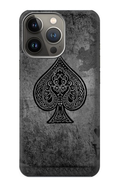 W3446 Black Ace Spade Hard Case and Leather Flip Case For iPhone 14 Pro