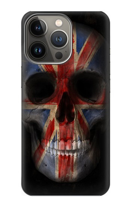 W3848 United Kingdom Flag Skull Hard Case and Leather Flip Case For iPhone 14 Pro