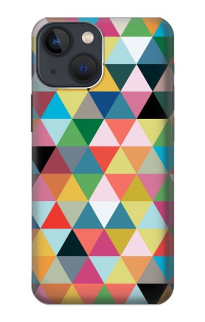 W3049 Triangles Vibrant Colors Hard Case and Leather Flip Case For iPhone 14 Plus