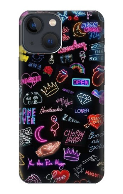 W3433 Vintage Neon Graphic Hard Case and Leather Flip Case For iPhone 14 Plus