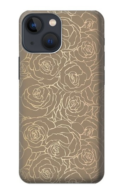 W3466 Gold Rose Pattern Hard Case and Leather Flip Case For iPhone 14 Plus