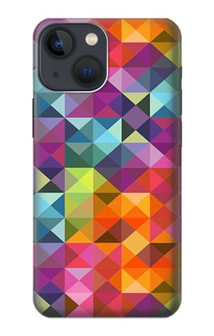 W3477 Abstract Diamond Pattern Hard Case and Leather Flip Case For iPhone 14 Plus