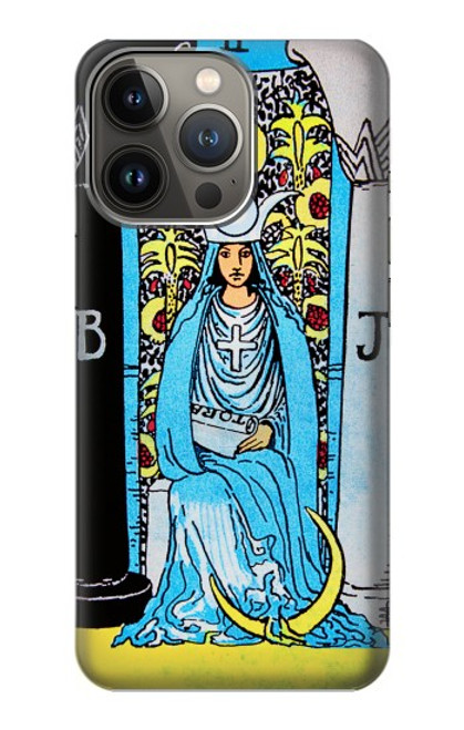 W2837 The High Priestess Vintage Tarot Card Hard Case and Leather Flip Case For iPhone 14 Pro Max