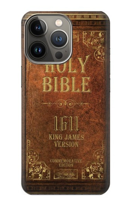 W2890 Holy Bible 1611 King James Version Hard Case and Leather Flip Case For iPhone 14 Pro Max