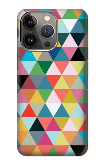 W3049 Triangles Vibrant Colors Hard Case and Leather Flip Case For iPhone 14 Pro Max