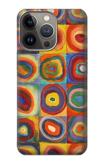 W3409 Squares Concentric Circles Hard Case and Leather Flip Case For iPhone 14 Pro Max