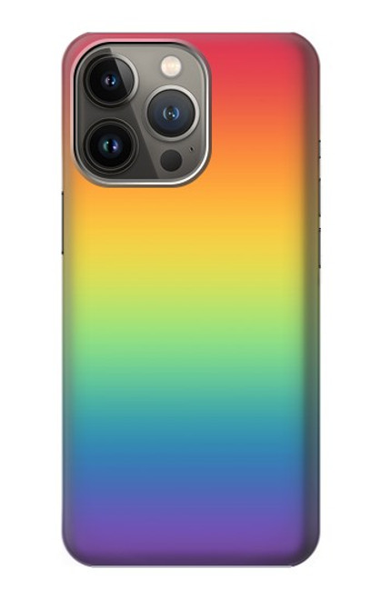 W3698 LGBT Gradient Pride Flag Hard Case and Leather Flip Case For iPhone 14 Pro Max