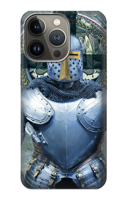 W3864 Medieval Templar Heavy Armor Knight Hard Case and Leather Flip Case For iPhone 14 Pro Max