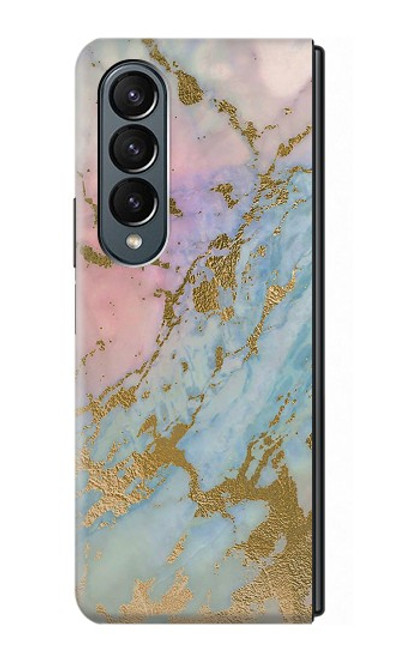 W3717 Rose Gold Blue Pastel Marble Graphic Printed Hard Case For Samsung Galaxy Z Fold 4