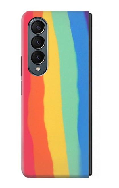 W3799 Cute Vertical Watercolor Rainbow Hard Case For Samsung Galaxy Z Fold 4
