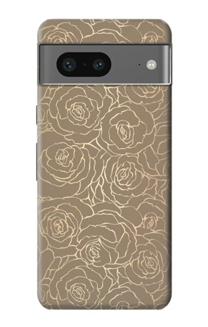 W3466 Gold Rose Pattern Hard Case and Leather Flip Case For Google Pixel 7