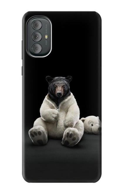 W0878 Black Bear Hard Case and Leather Flip Case For Motorola Moto G Power 2022, G Play 2023