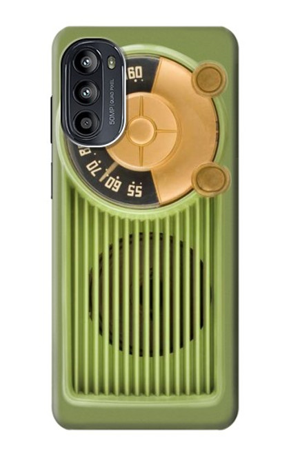 W2656 Vintage Bakelite Radio Green Hard Case and Leather Flip Case For Motorola Moto G52, G82 5G