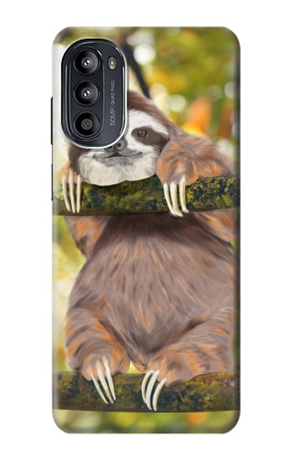 W3138 Cute Baby Sloth Paint Hard Case and Leather Flip Case For Motorola Moto G52, G82 5G