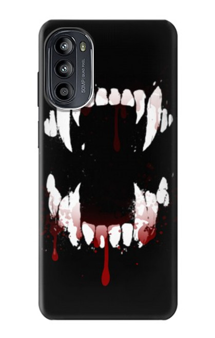 W3527 Vampire Teeth Bloodstain Hard Case and Leather Flip Case For Motorola Moto G52, G82 5G