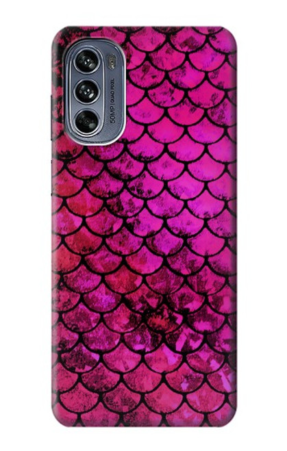 W3051 Pink Mermaid Fish Scale Hard Case and Leather Flip Case For Motorola Moto G62 5G