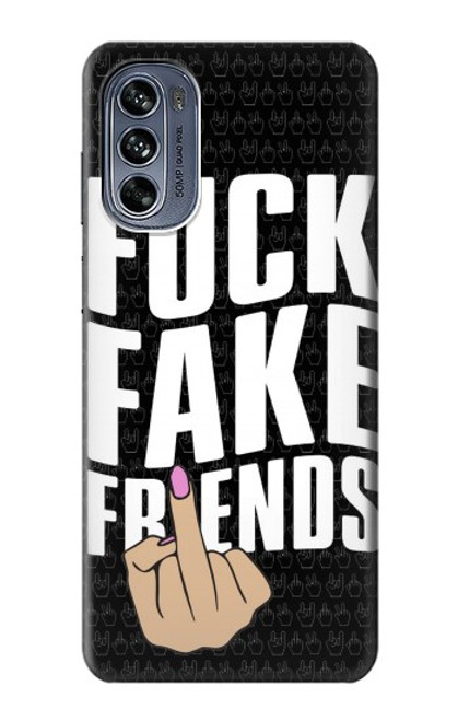 W3598 Middle Finger Fuck Fake Friend Hard Case and Leather Flip Case For Motorola Moto G62 5G