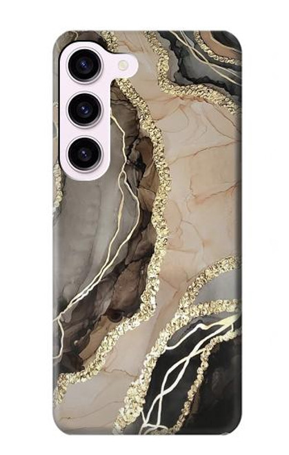 W3700 Marble Gold Graphic Printed Hard Case and Leather Flip Case For Samsung Galaxy S23