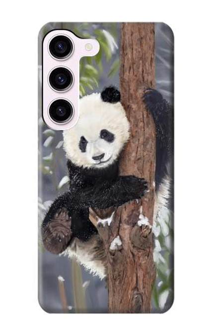 W3793 Cute Baby Panda Snow Painting Hard Case and Leather Flip Case For Samsung Galaxy S23