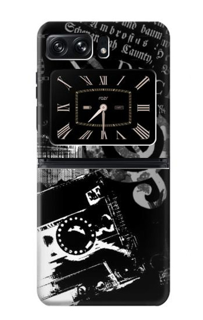 W3197 Music Cassette Note Hard Case and Leather Flip Case For Motorola Moto Razr 2022