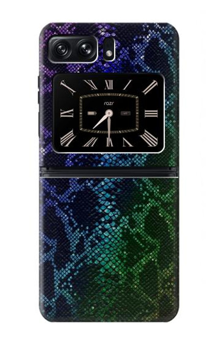 W3366 Rainbow Python Skin Graphic Print Hard Case and Leather Flip Case For Motorola Moto Razr 2022