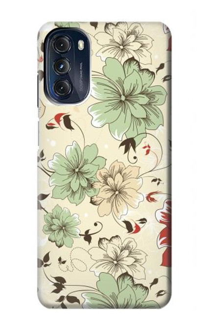 W2179 Flower Floral Vintage Art Pattern Hard Case and Leather Flip Case For Motorola Moto G 5G (2023)