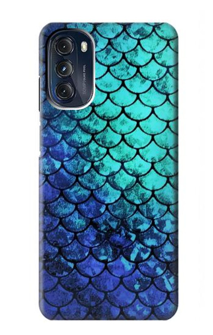 W3047 Green Mermaid Fish Scale Hard Case and Leather Flip Case For Motorola Moto G 5G (2023)