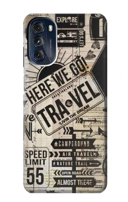 W3441 Vintage Travel Hard Case and Leather Flip Case For Motorola Moto G 5G (2023)