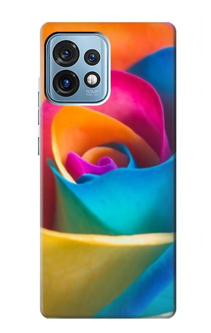 W1671 Rainbow Colorful Rose Hard Case and Leather Flip Case For Motorola Edge+ (2023), X40, X40 Pro, Edge 40 Pro