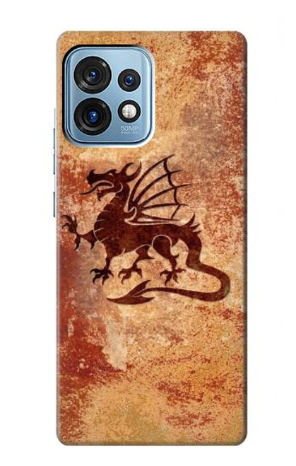 W2485 Dragon Metal Texture Graphic Printed Hard Case and Leather Flip Case For Motorola Edge+ (2023), X40, X40 Pro, Edge 40 Pro