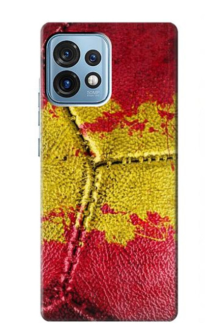 W3315 Spain Flag Vintage Football Graphic Hard Case and Leather Flip Case For Motorola Edge+ (2023), X40, X40 Pro, Edge 40 Pro